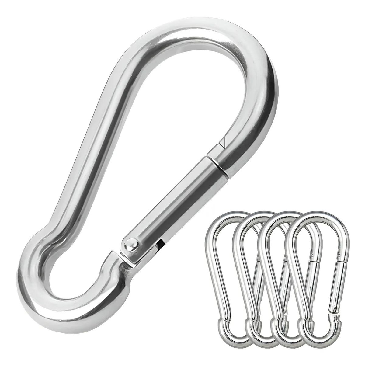 GENERICO - Mosquetón Bombero Inoxidable 8x 80mm Pack De 10