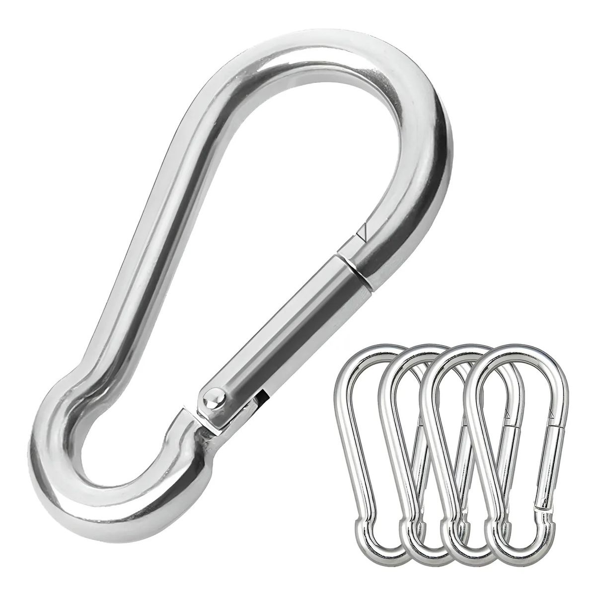 GENERICO - Mosquetón Bombero Inoxidable 8x 80mm Pack De 10