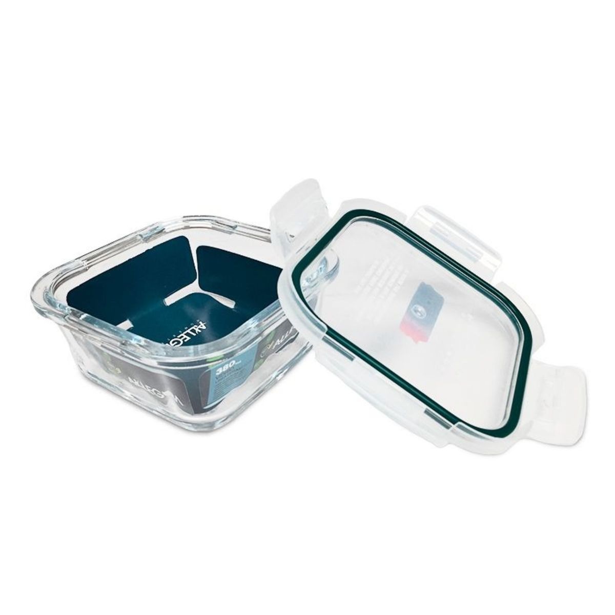 ALLEGRA - PACK X 4 CONTENEDOR VIDRIO HERMÉTICO CUADRADO 380 LITROS  ALLEGRA