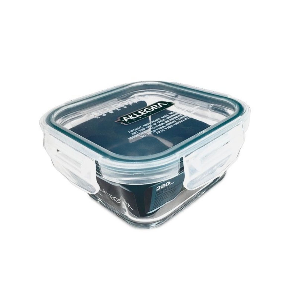 ALLEGRA - PACK X 4 CONTENEDOR VIDRIO HERMÉTICO CUADRADO 380 LITROS  ALLEGRA