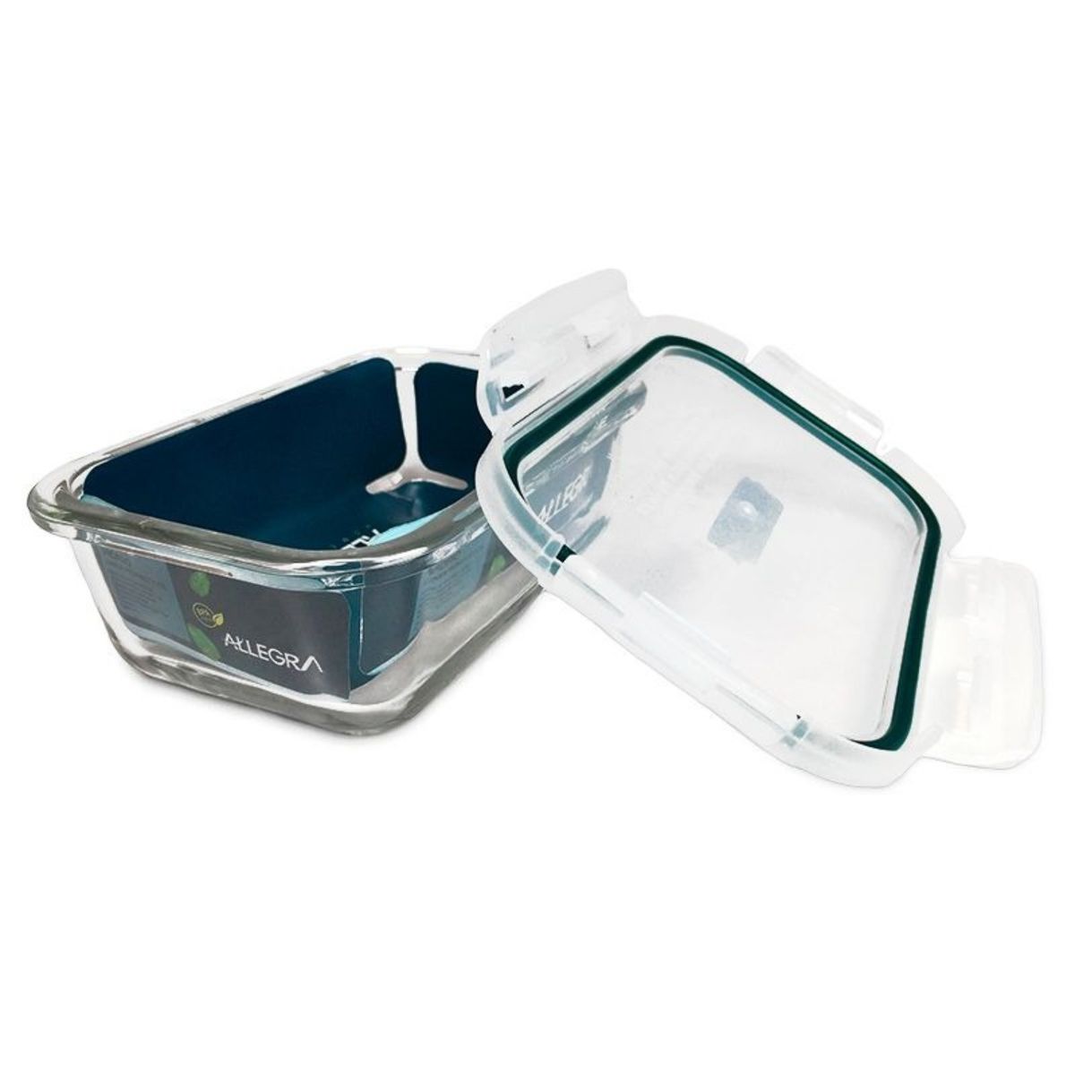 ALLEGRA - PACK X 4 CONTENEDOR HERMÉTICO DE VIDRIO RECTANGULAR 600 ML
