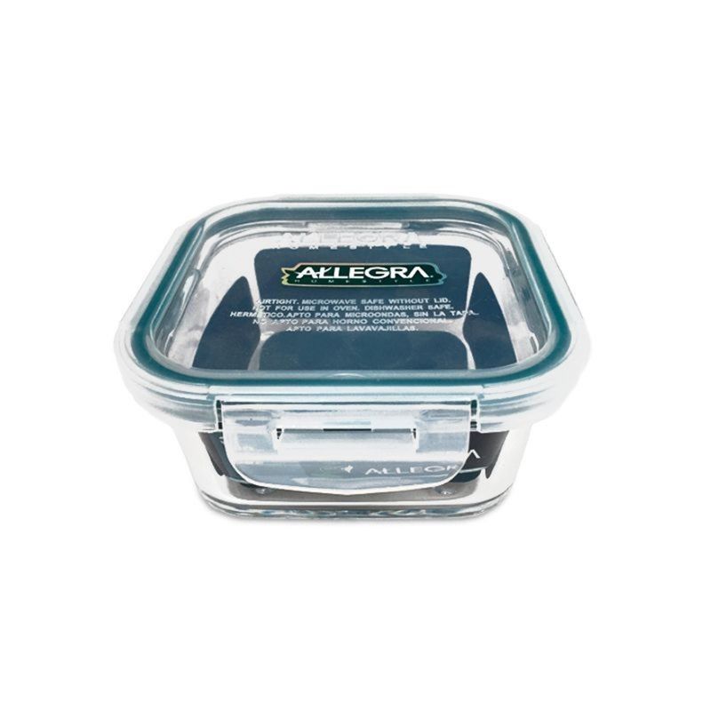 ALLEGRA - PACK X 4 CONTENEDOR HERMÉTICO DE VIDRIO CUADRADO 740 ML  ALLEGRA