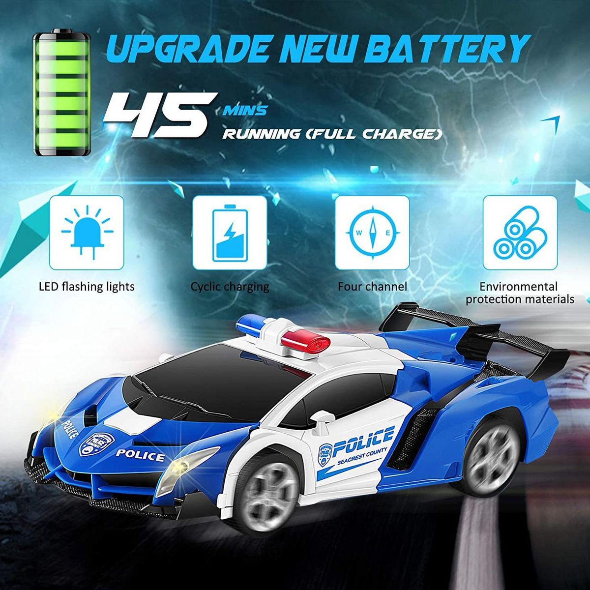 EDWINAYY - Rechargeable Remote Control Car Transformer Robot