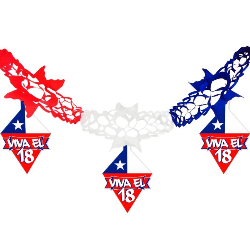 BIG PARTY - PACK X 4 GUIRNALDA DICIOCHERA + BANDERA  2 METROS  BIG PARTY