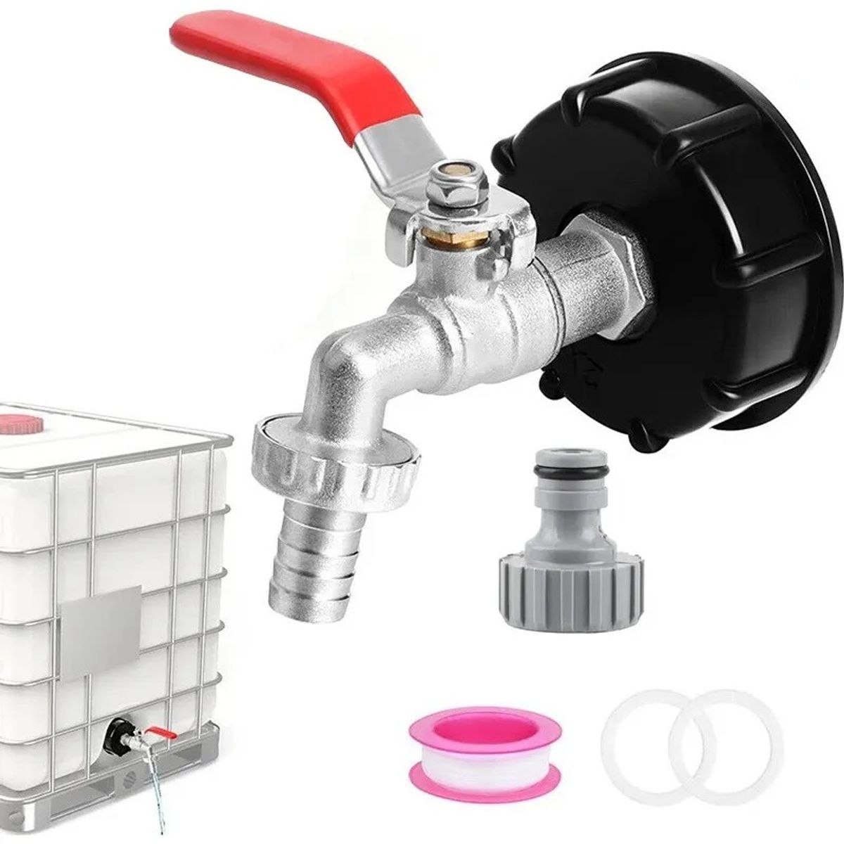 GENERICO - Tapa S60x6 Adaptador Ibc Con Salida 12 + Llave Jardi