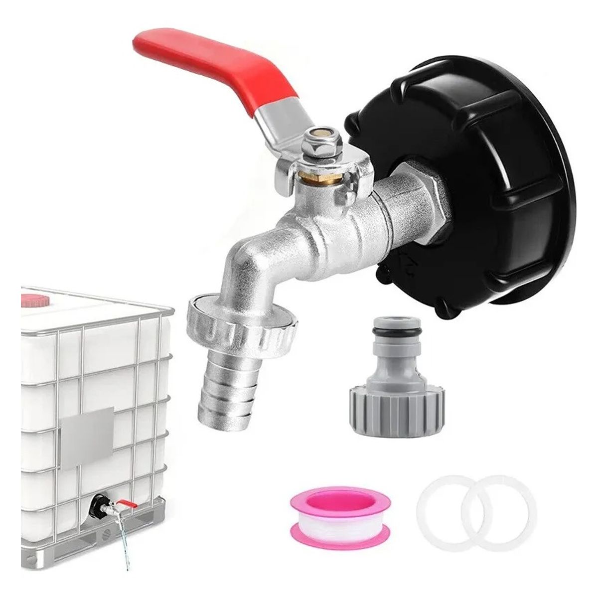 GENERICO - Tapa S60x6 Adaptador Ibc Con Salida 12 + Llave Jardi