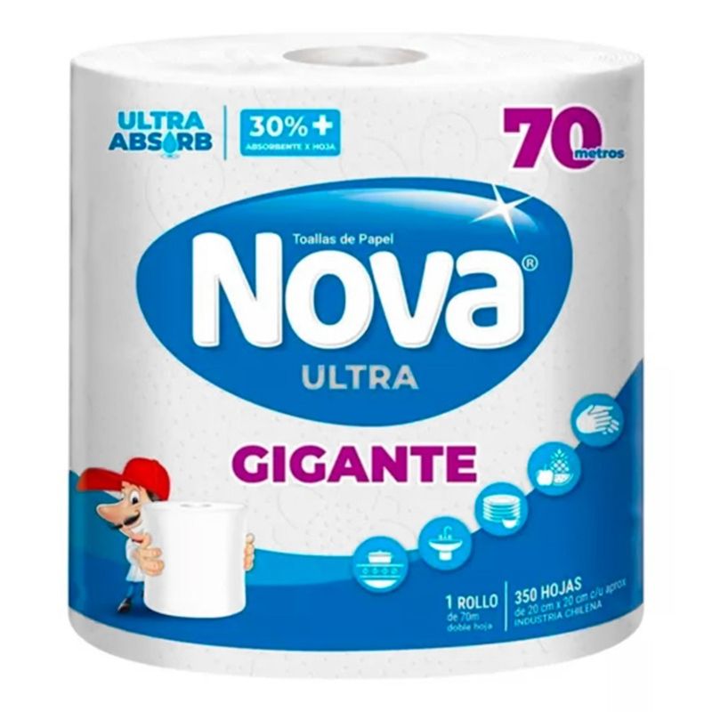 NOVA - PACK X 4 TOALLA DE PAPEL ULTRA GIGANTE 70 MTS  NOVA