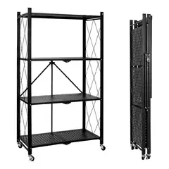 ANYHOGAR - Estante Metal 4 Niveles Ruedas Giratorias Plegable