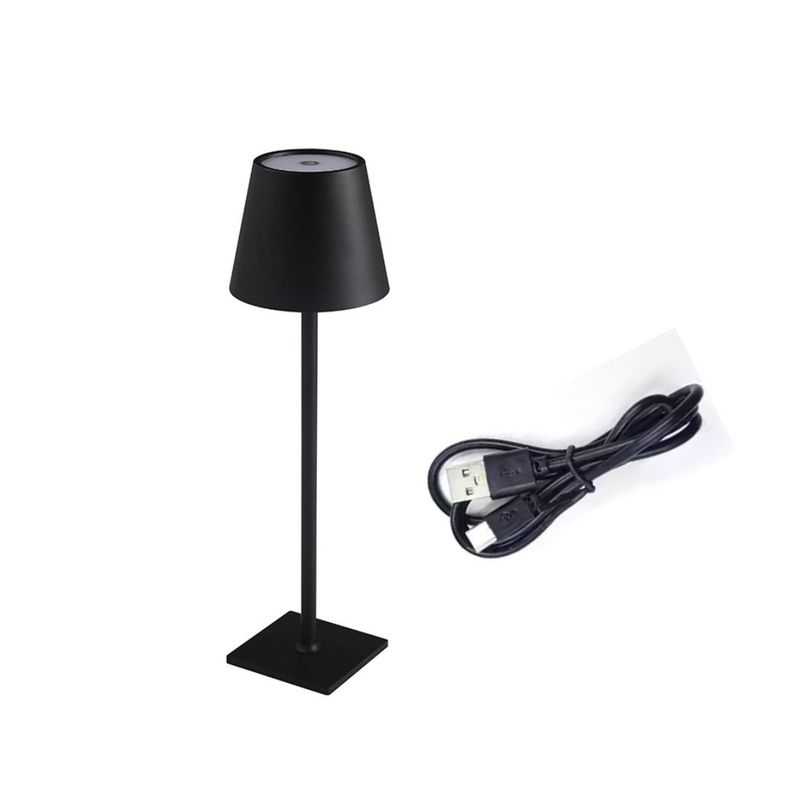 WANT - Lampara Led De Mesa Noche Tactil Cargable 38Cm 3000K4000K6500K Negro