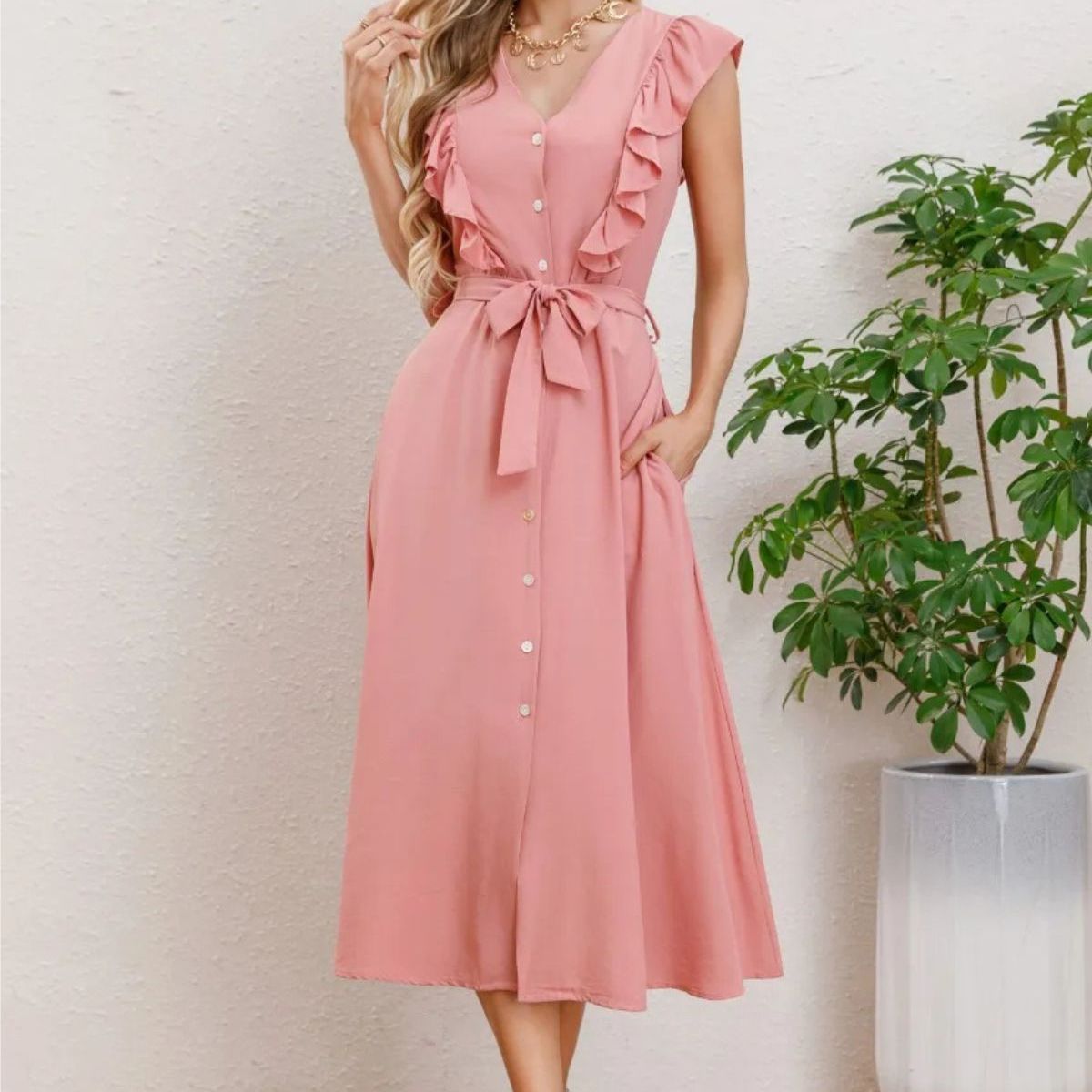 LOOK SHOP - Vestido Largo Primavera Mujer, Casual Maxi Vestidos 3339