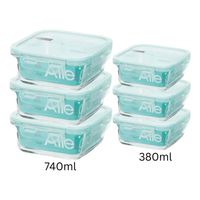 Pack 6 Taper De Vidrio Contenedor Cuadrado 740-380ml