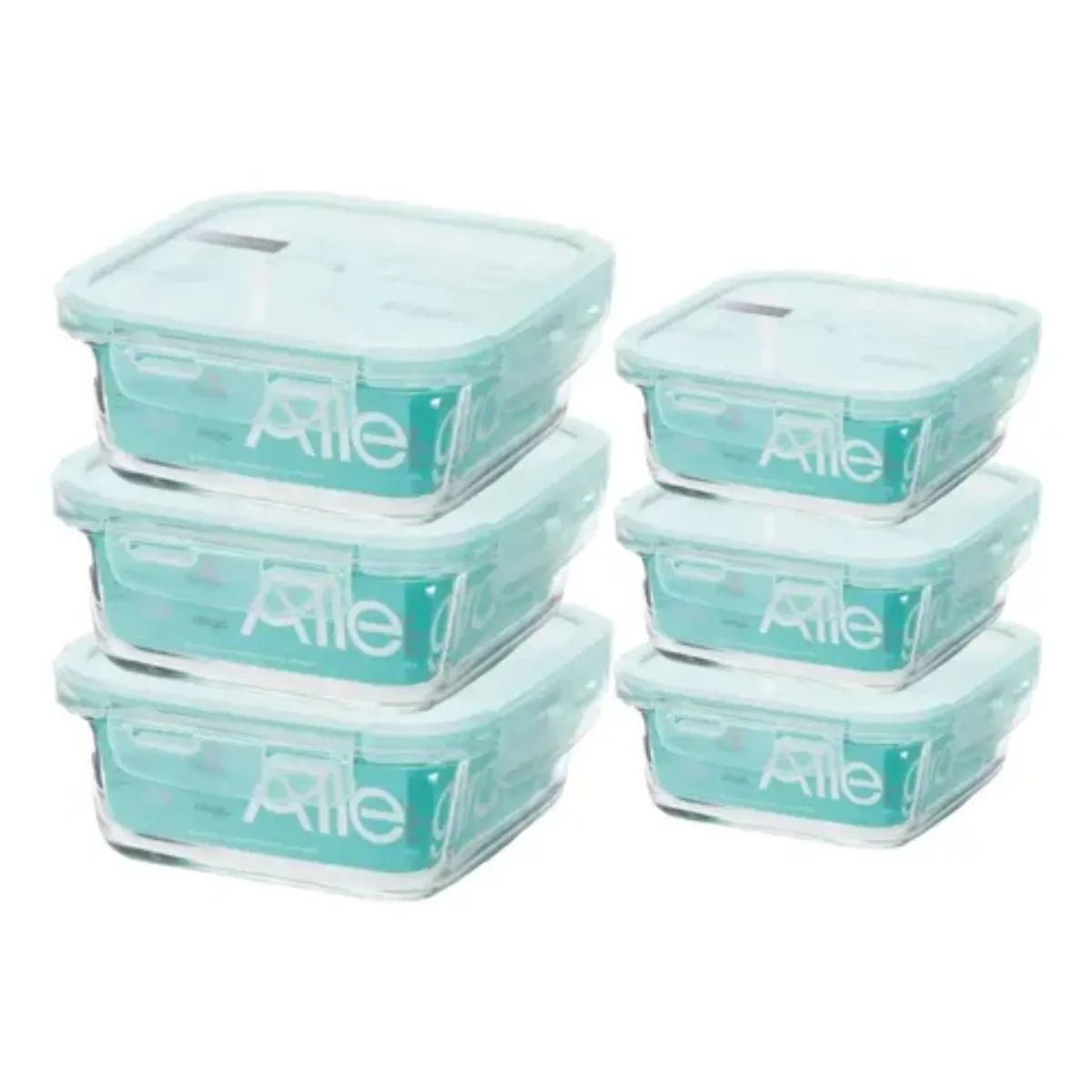 ALLEGRA - Pack 6 Taper De Vidrio Contenedor Cuadrado 740-380ml