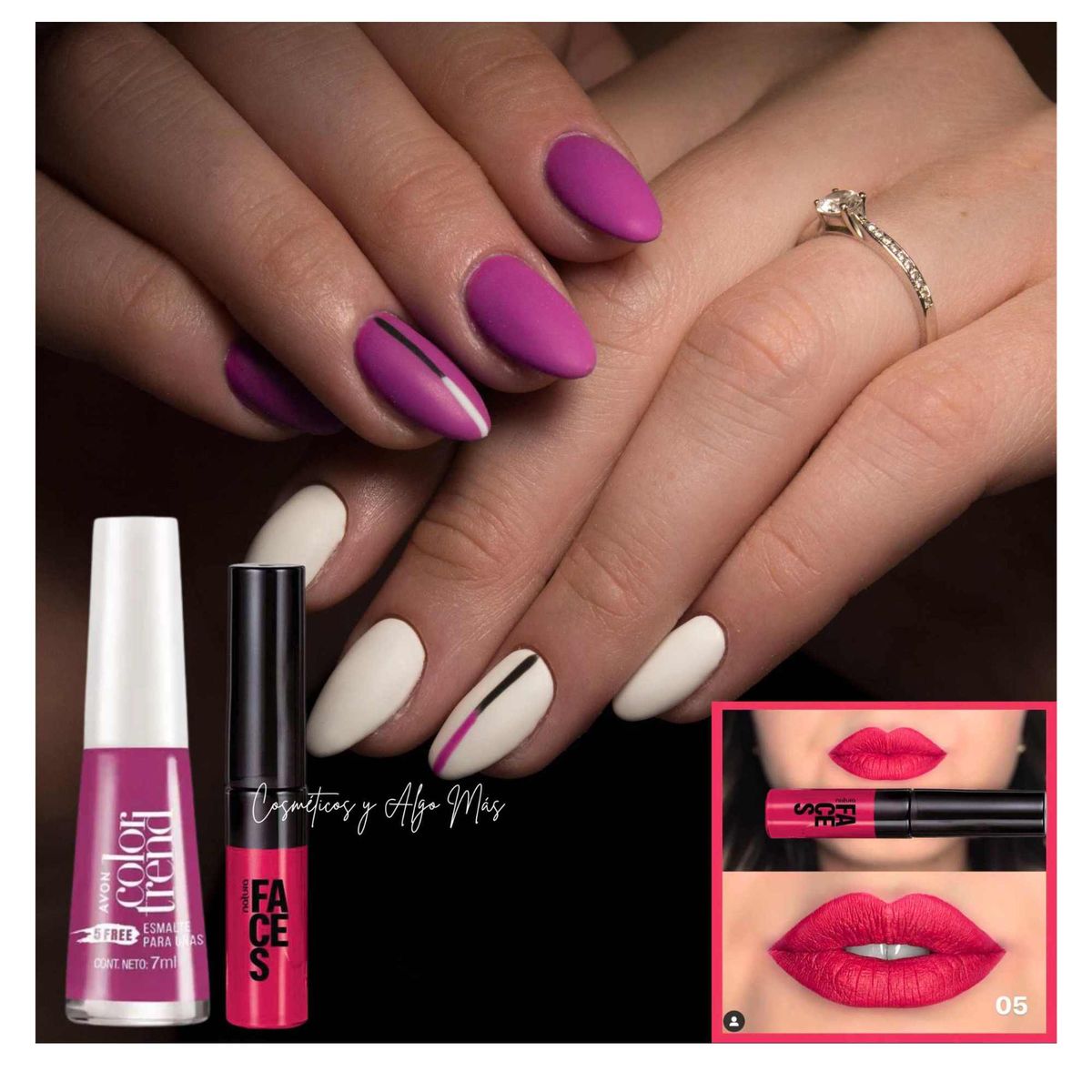 GENERICO - Set de esmalte tradicional mas labial liquido metalico
