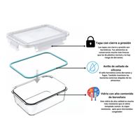 Pack 3 Taper De Vidrio Contenedores De Alimentos 420ml