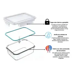 ALLEGRA - Pack 3 Taper De Vidrio Contenedores De Alimentos 420ml