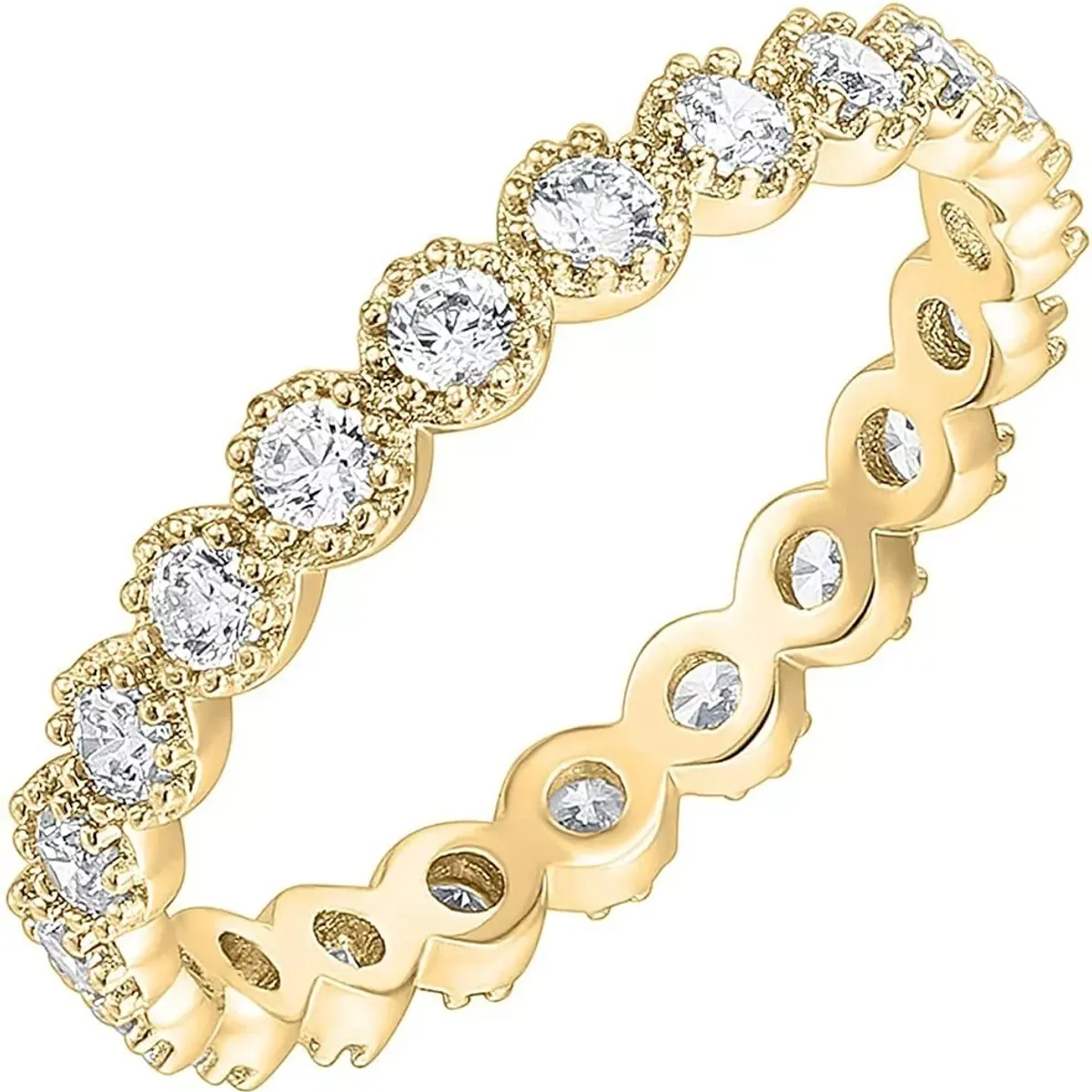 LUXURYJOYAS - Anillo Corona Baño Oro 18kt Circones Cúbicos