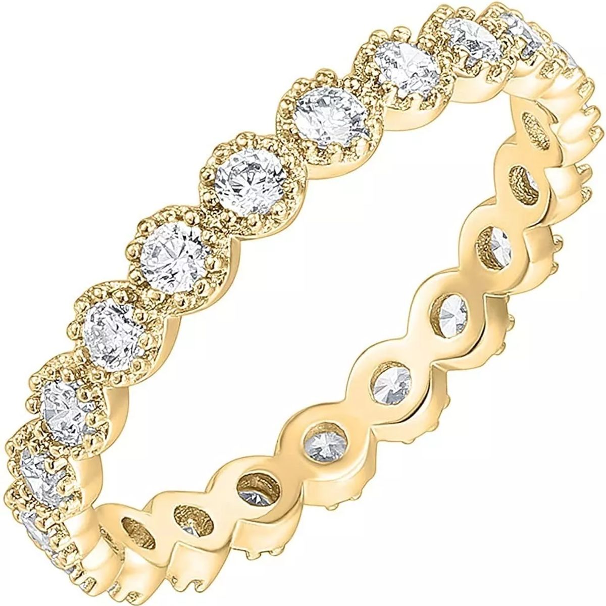 LUXURYJOYAS - Anillo Corona Baño Oro 18kt Circones Cúbicos