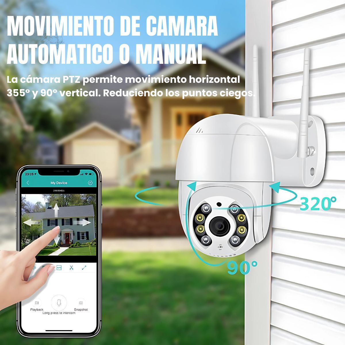 BAZUCA - Cámara Seguridad Exterior Wifi FullHD 1080p 2mp Vision Nocturna Color Infrarrojo