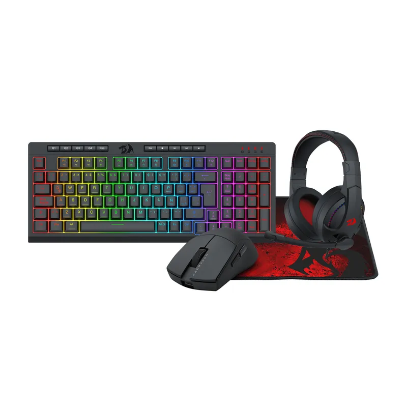 REDRAGON - Pack Gamer S147 Teclado + Audífono + Mouse + Mousepad Redragon