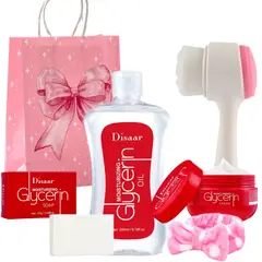 DISAAR - Kit 5 En 1 De Glicerina - Aceite + Crema + Cepillo Facial + Cintillo
