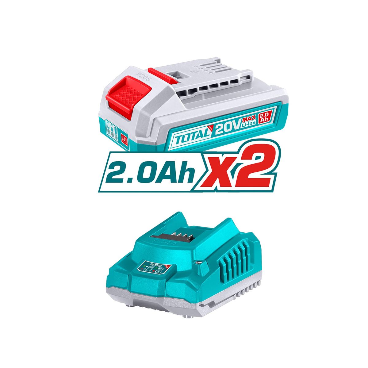 TOTAL TOOLS - Llave Impacto Brushless 1/2" 400 Nm con 2 Baterías 2Ah, 20V y Cargador Total