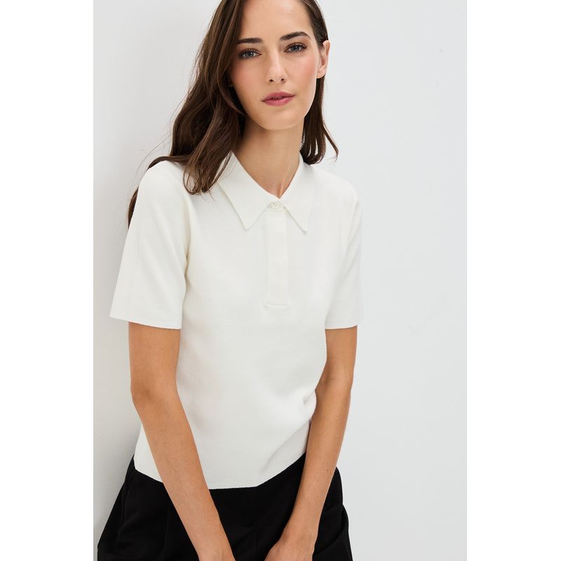 IO - Polera Manga Corta Mujer Blanco Io