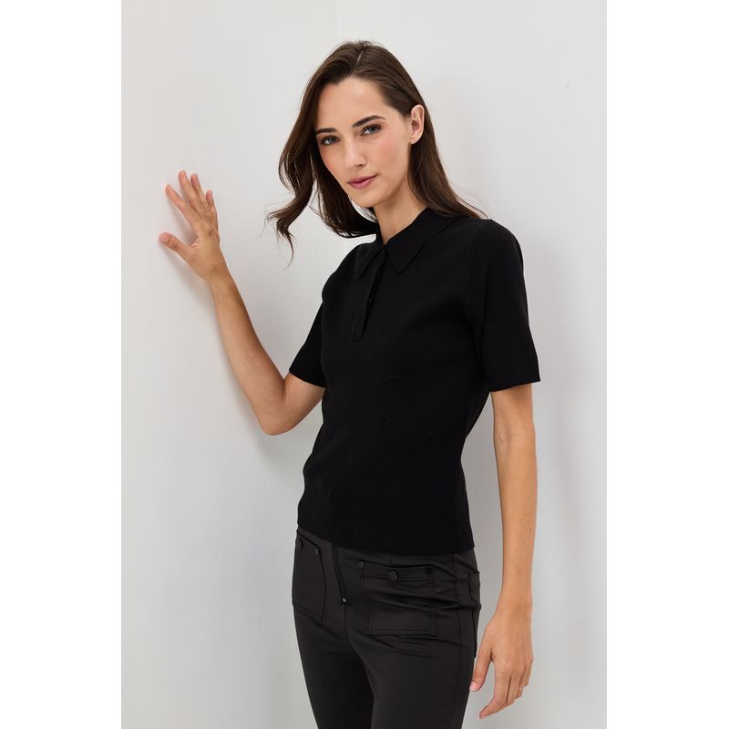 IO - Polera Manga Corta Mujer Negro Io