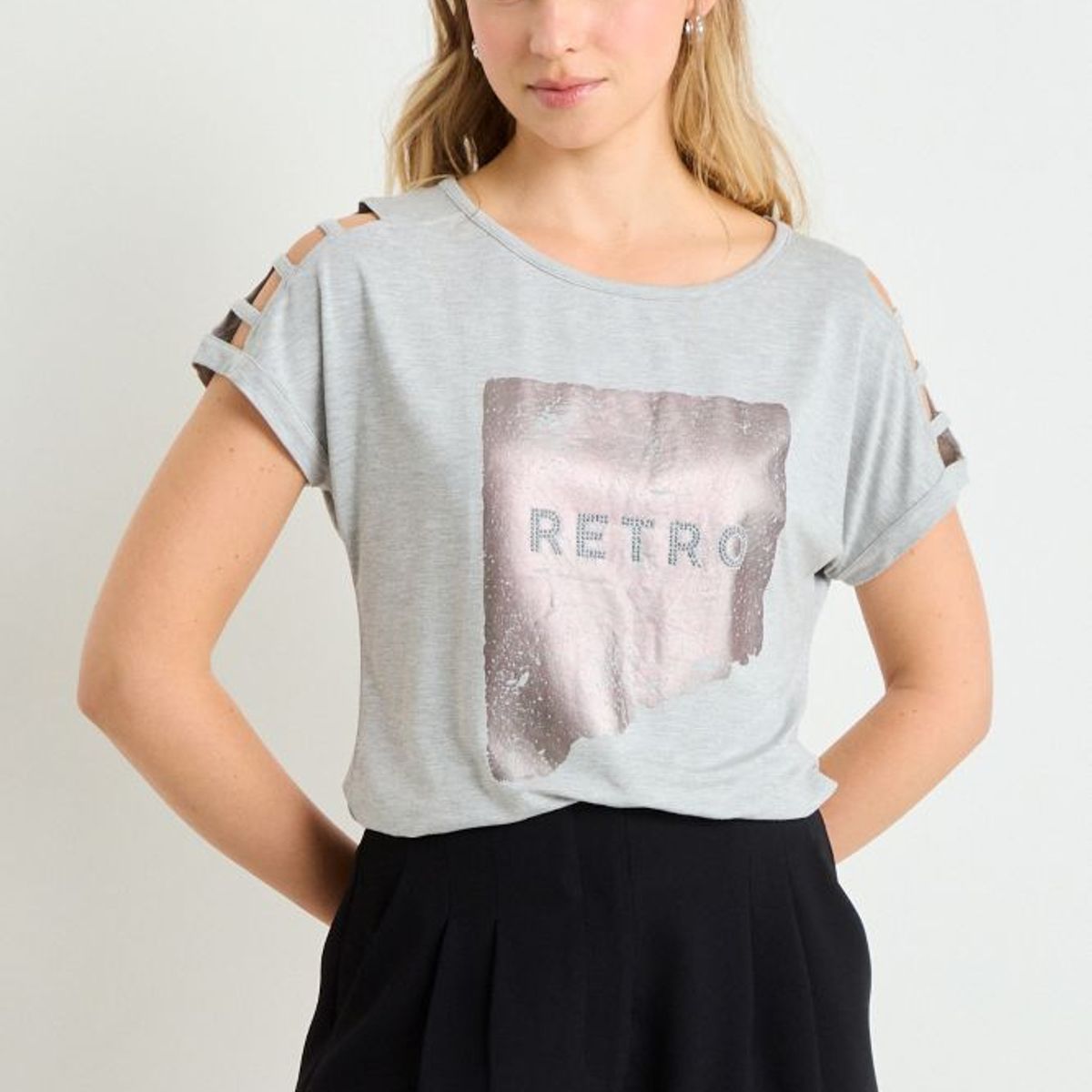 ASH - Polera Manga Corta Mujer Gris Ash