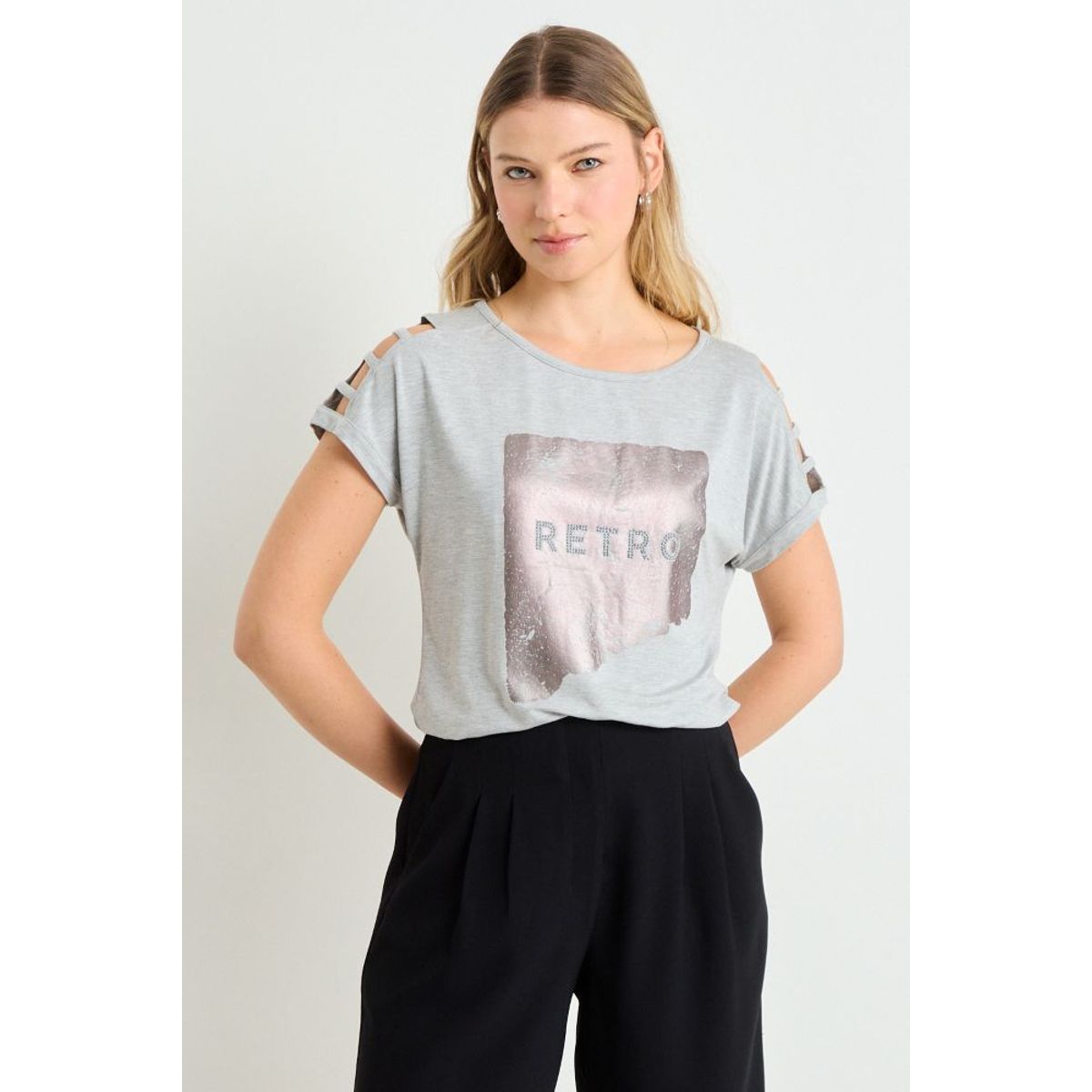 ASH - Polera Manga Corta Mujer Gris Ash