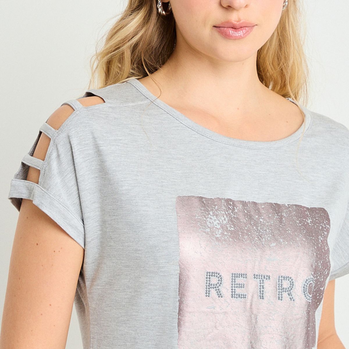 ASH - Polera Manga Corta Mujer Gris Ash