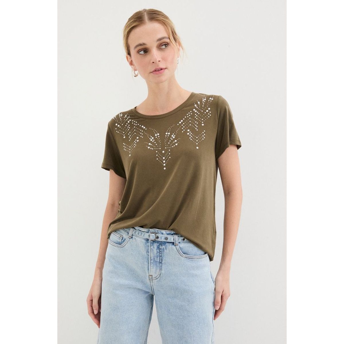 ASH - Polera Manga Corta Mujer Verde Oliva Ash