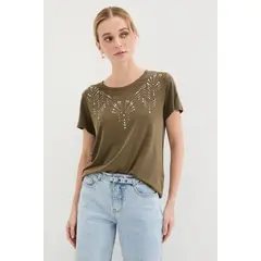 ASH - Polera Manga Corta Mujer Verde Oliva