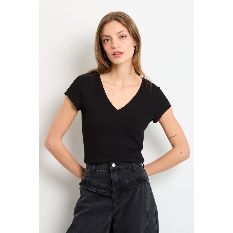 IO - Polera Manga Corta Mujer Negro IO