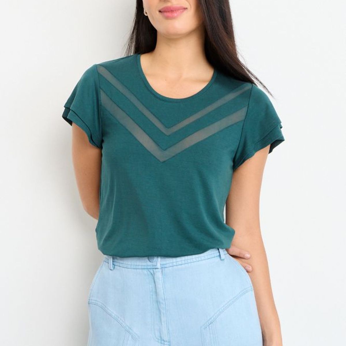 IO - Polera Manga Corta Mujer Verde Oliva IO