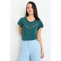 IO - Polera Manga Corta Mujer Verde Oliva