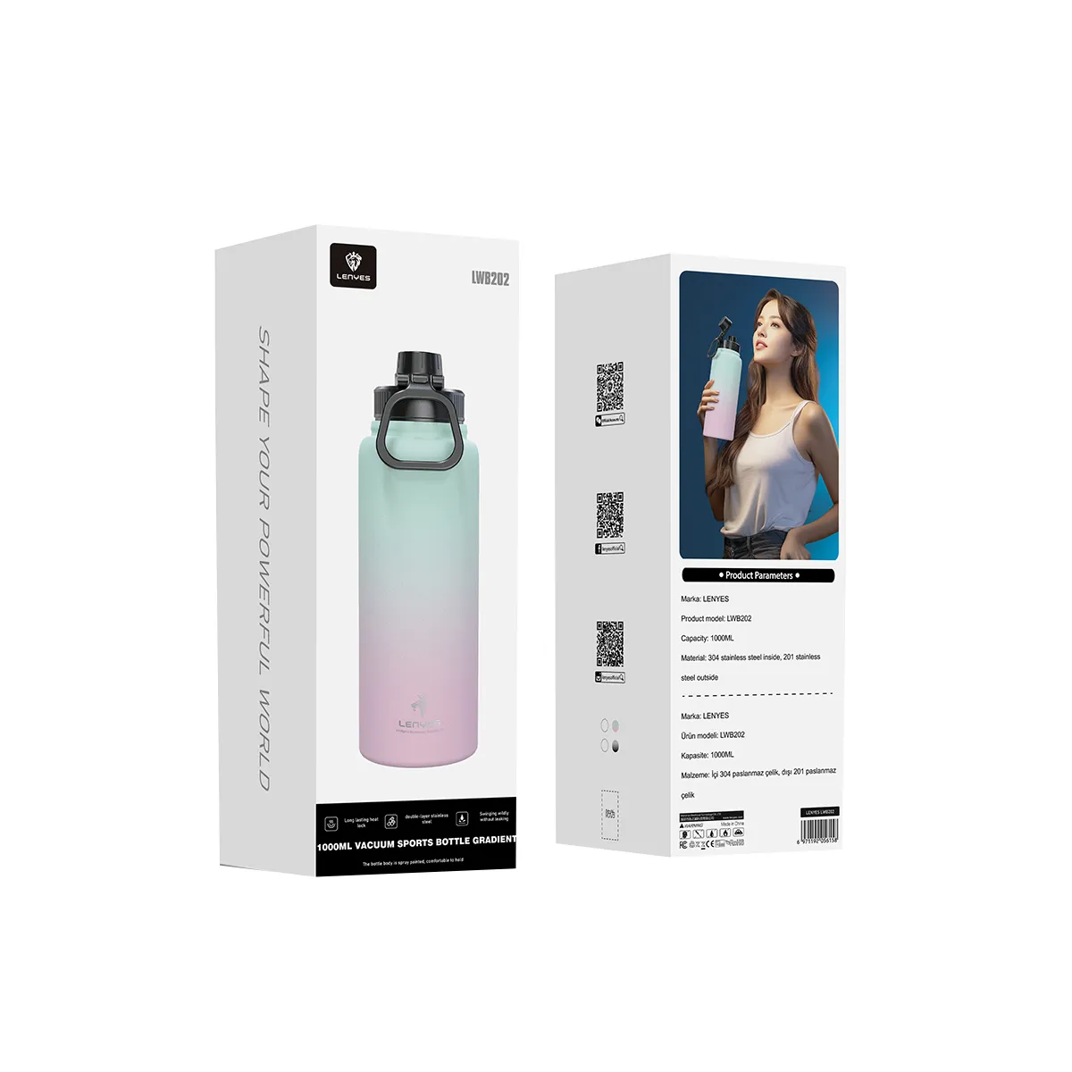 LENYES - Vaso Mug Lenyes LWB202BK 1000 mL