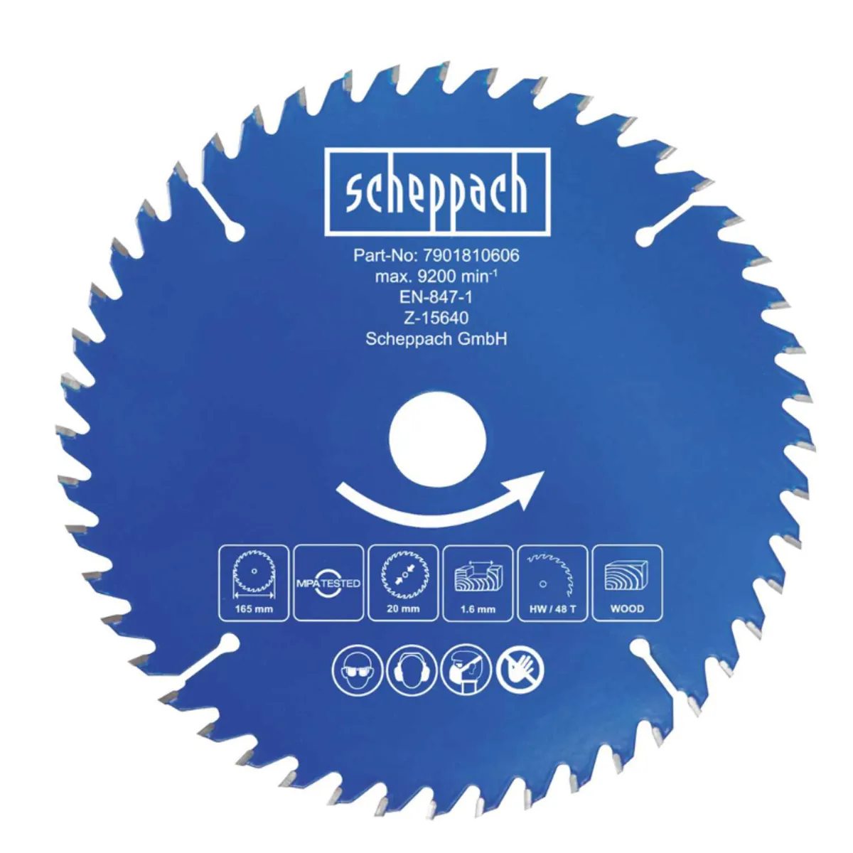 SCHEPPACH - Disco Sierra Circular 6 1/2" - 48 Dientes - Madera - - Scheppach