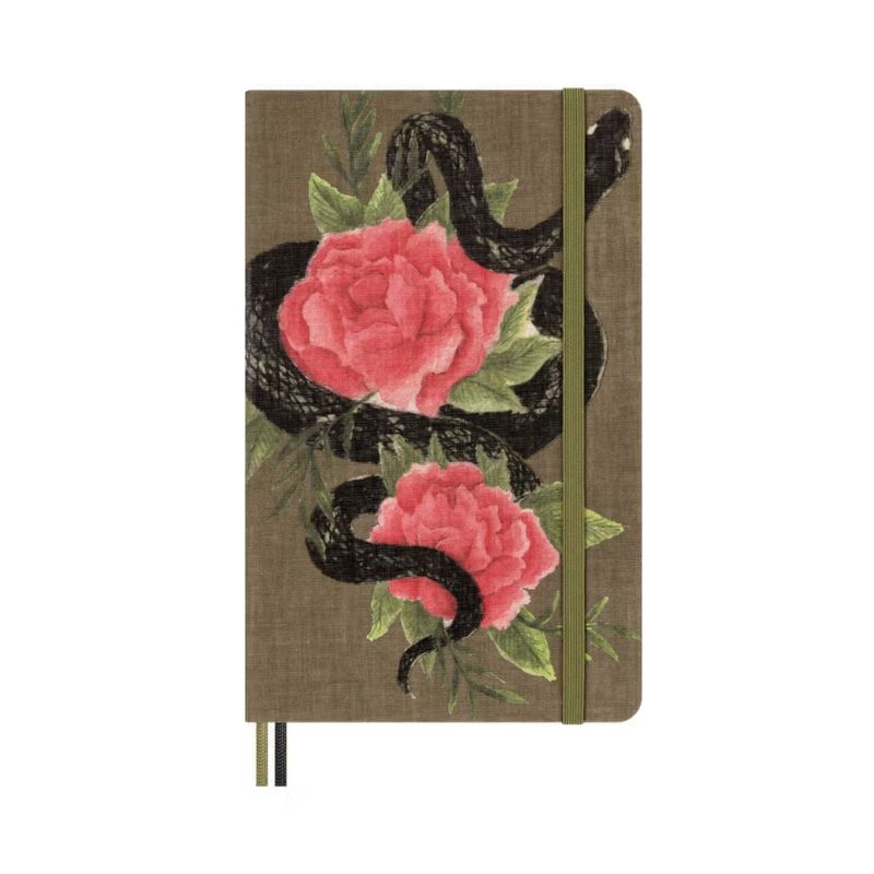 MOLESKINE - Cuaderno Moleskine Serpiente con rosas café - Tapa dura - Large - De rayas
