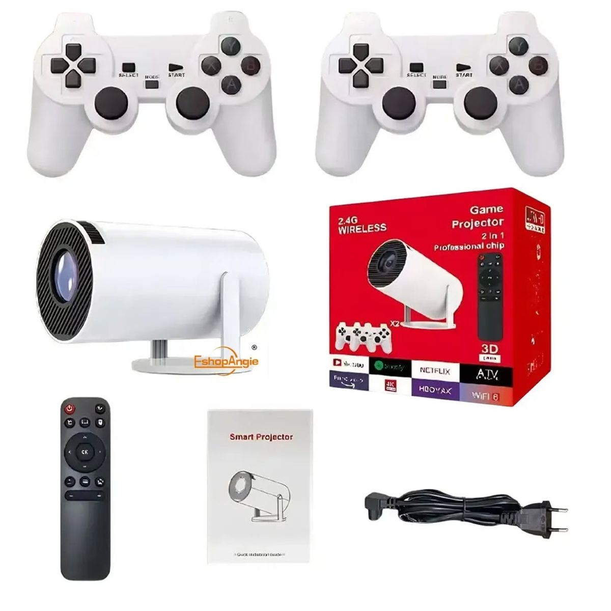 GENERICO - Proyector HY300 + consola de juegos de codigo +2 controles