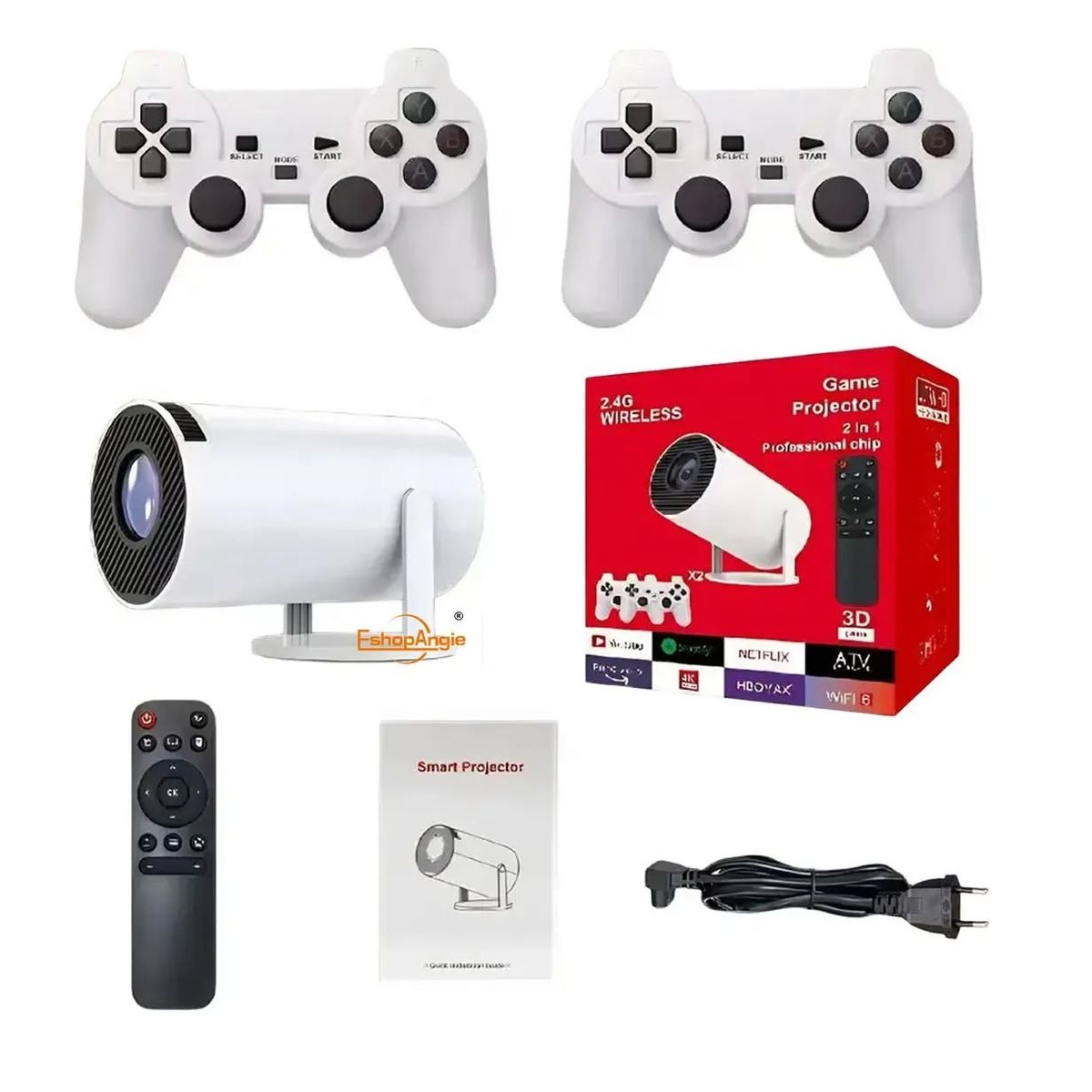 GENERICO - Proyector HY300 + consola de juegos de codigo +2 controles