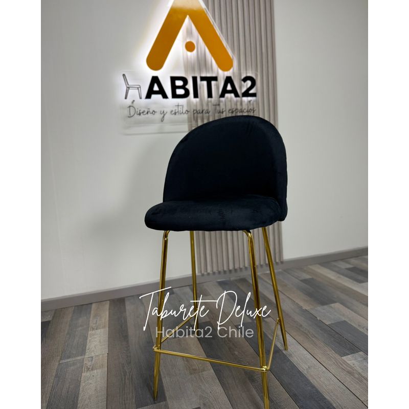 HABITA2 CHILE - Taburete Deluxe Gold Terciopelo Negro