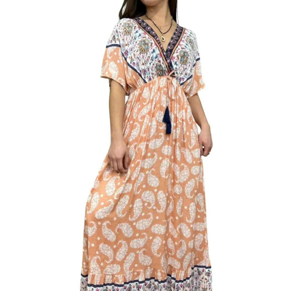 LOOK SHOP - Vestido Largo Primavera Mujer Algodón Flores. Calidad 273