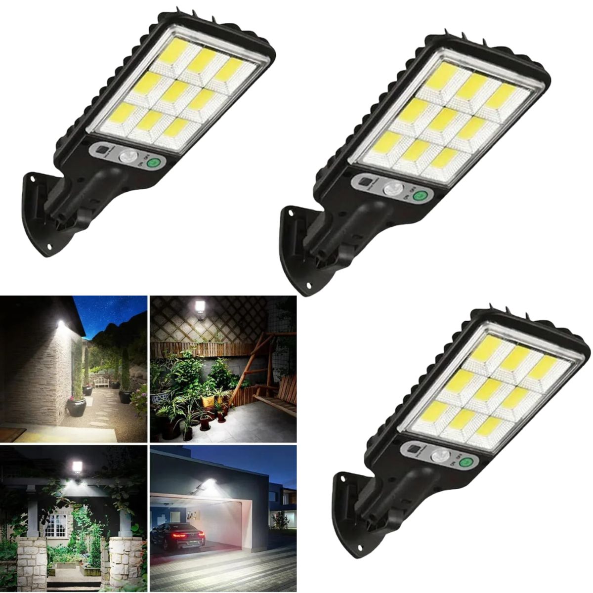 GENERICO - Pack X3 Foco Solar led Exterior Sensor De Movimiento  con Control