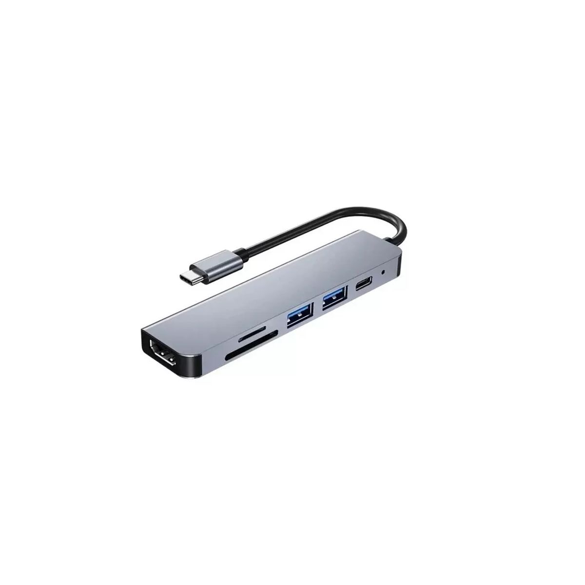 GENERICO - HUB Adaptador USB-C 6 En 1 (HDMI, USB 3.0, TF, SD, USB-C)