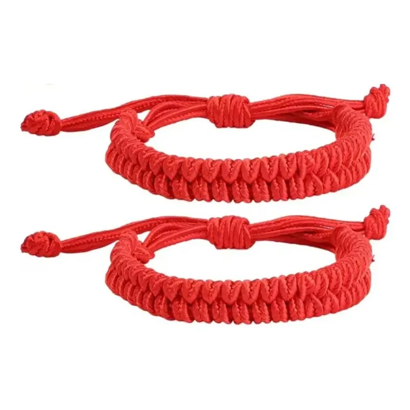 GENERICO - Pack X2 Pulsera Hilo Rojo Trenzada Protección Suerte Vibras