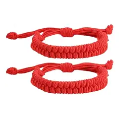 GENERICO - Pack X2 Pulsera Hilo Rojo Trenzada Protección Suerte Vibras