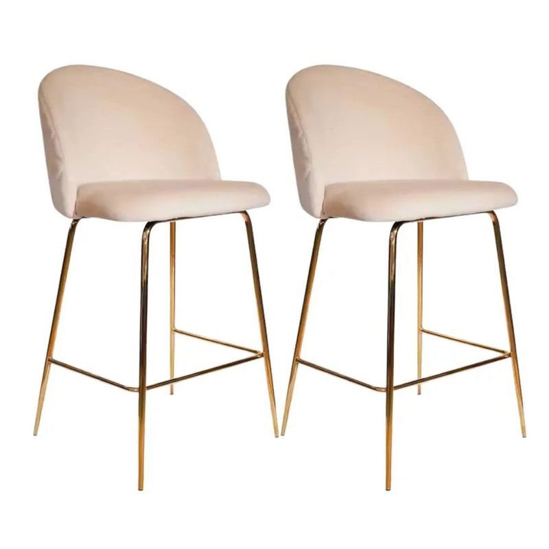 HABITA2 CHILE - Pack 2 Taburete Deluxe Gold Terciopelo Beige