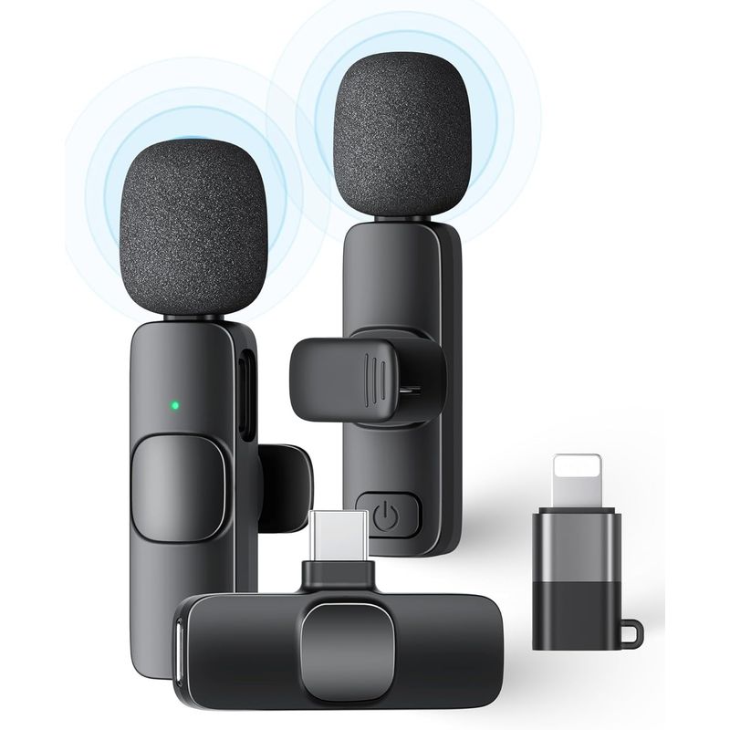 GENERICO - 2 Pack Micrófono Inalámbrico Lavalier Para iPhone Y Android