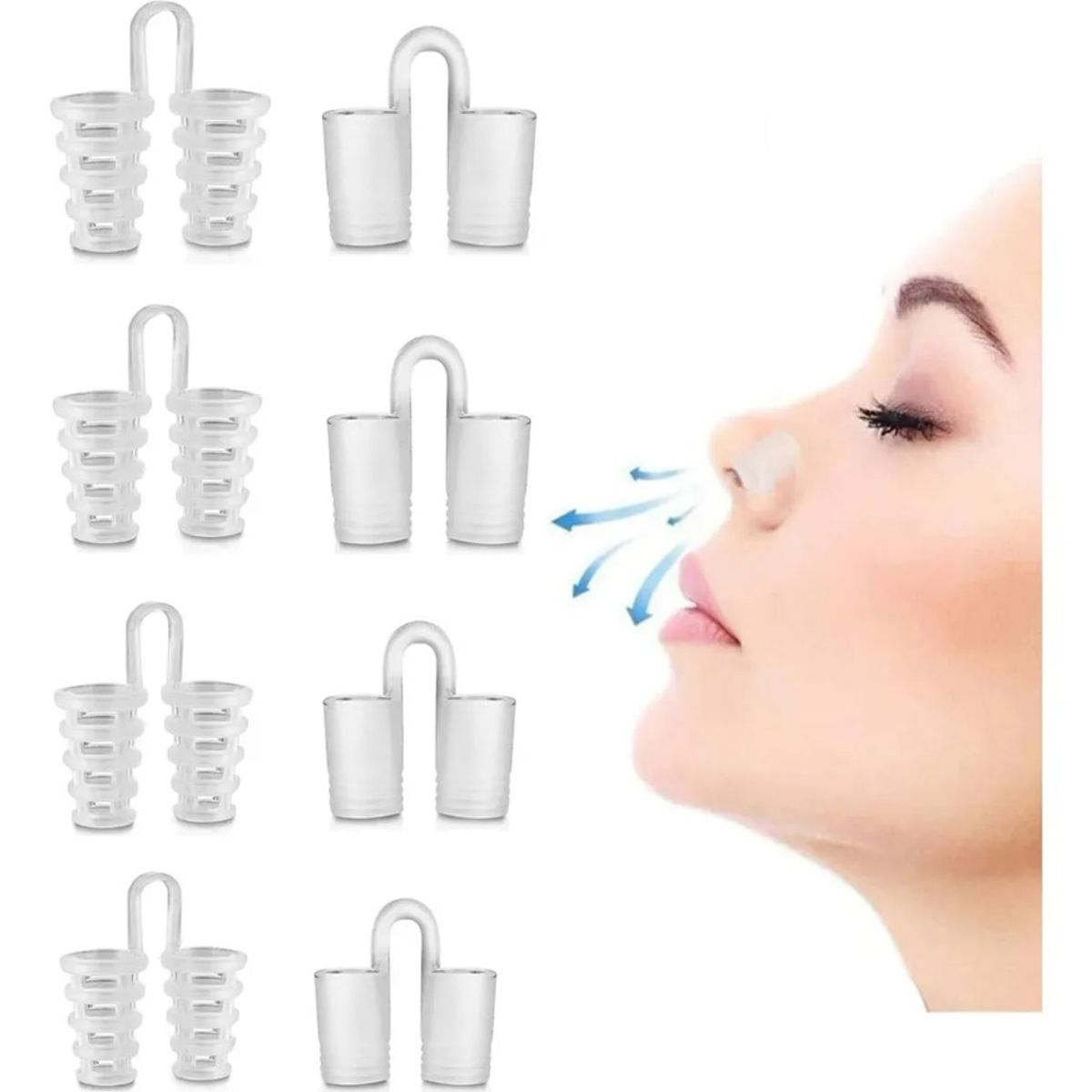 GENERICO - Pack X8 Dilatador Nasal Silicona Anti Ronquido Apnea Expanso
