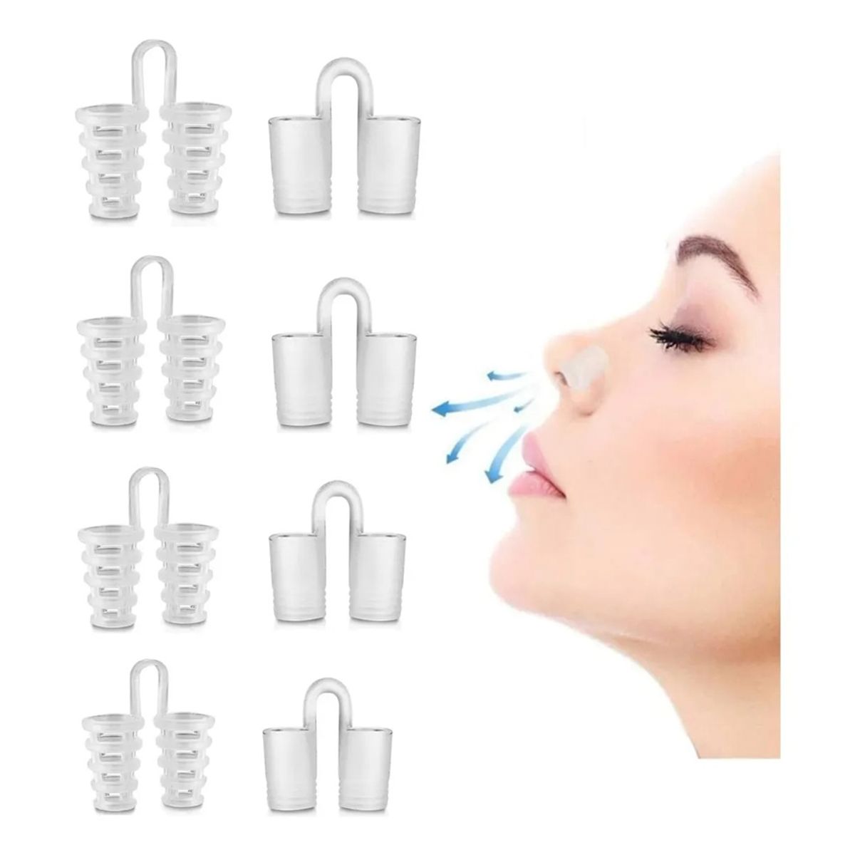 GENERICO - Pack X8 Dilatador Nasal Silicona Anti Ronquido Apnea Expanso
